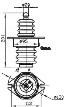 Рис.1. Габаритный чертеж изолятора КРУВ-6 (6 кВ)