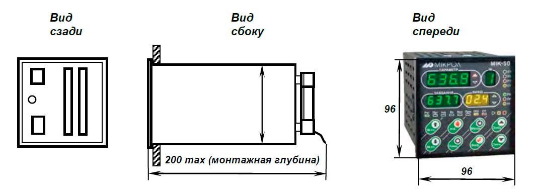 Схема габаритных размеров контроллера МИК-50