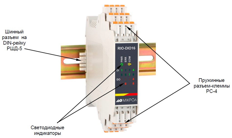 Схема конструкции модуля RIO-DIO16