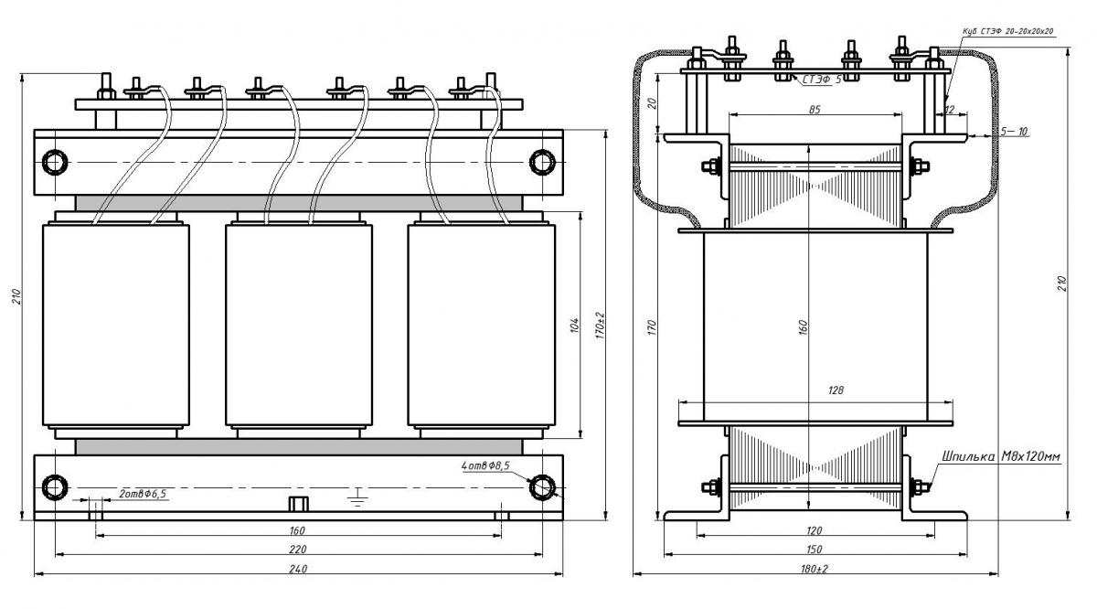 Чертеж ТСТ 1,0 кВА