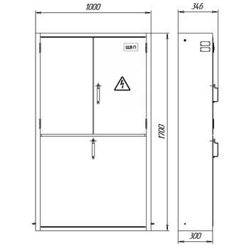 Рис.1. Габаритные и присоединительные размеры щита выключения питания ЩВП